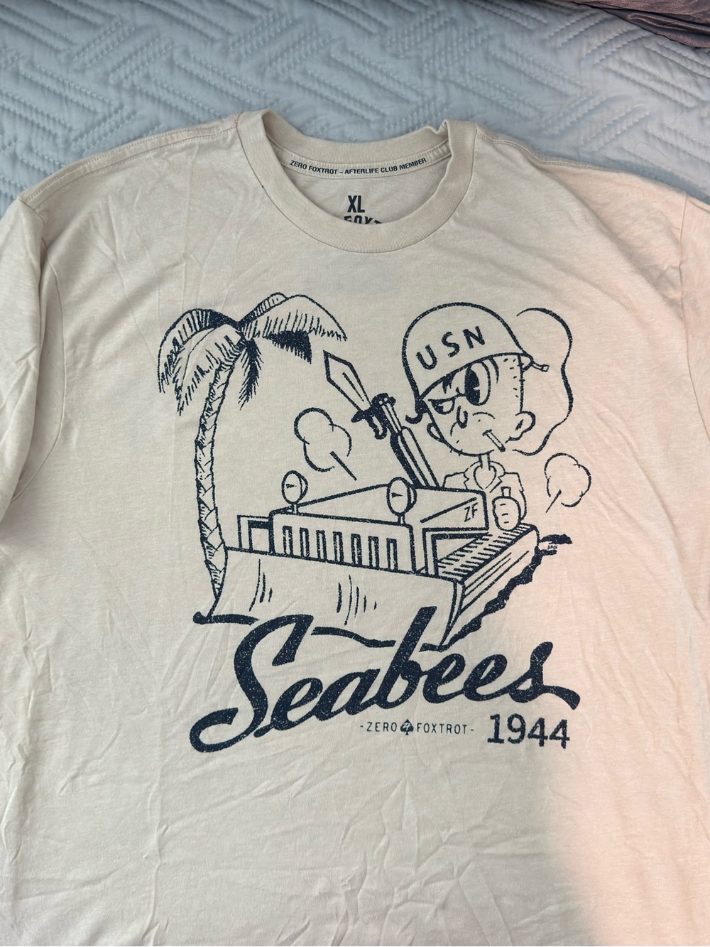 Zero Foxtrot Navy Seabees 1944 Graphic Short Sleeve Tee - Cream XL